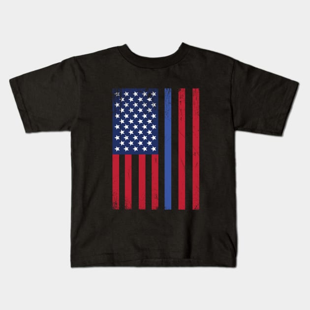 Police - Thin Blue Line USA Flag Kids T-Shirt by Kudostees